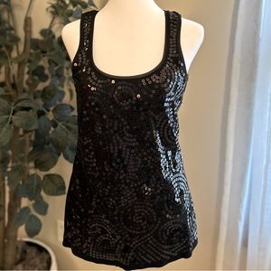 White House Black Market black sequin tank top